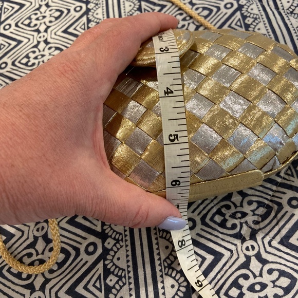 Y&S Original Gold & Silver Metallic Evening Purse – Round, Basket Weave - Picture 12 of 13